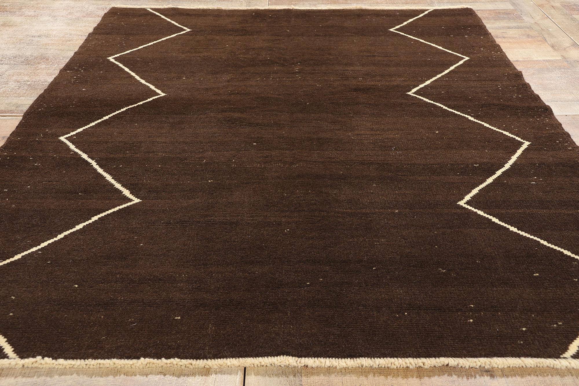 Laine Tapis marocain turc vintage brun foncé en vente