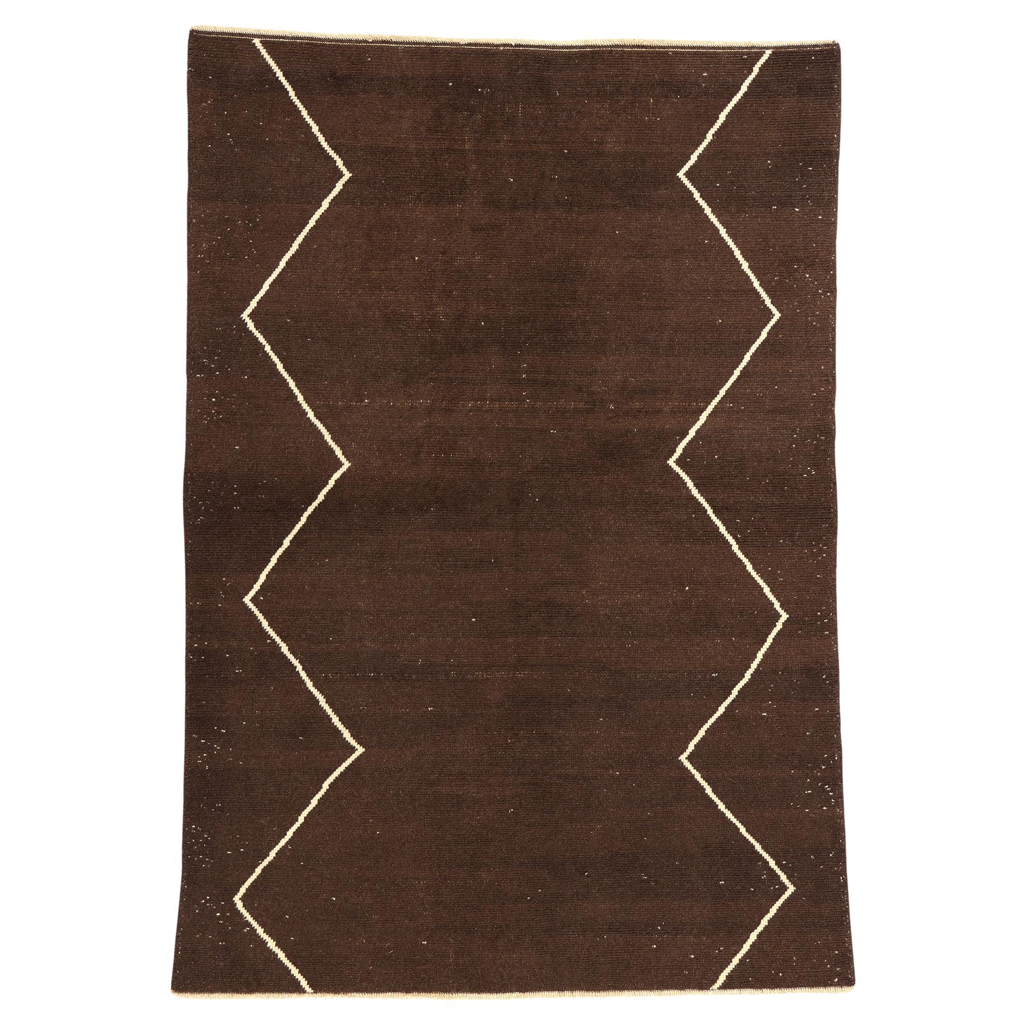 Tapis marocain turc vintage brun foncé