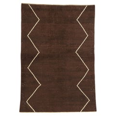 Vintage Dark Brown Turkish Moroccan Rug