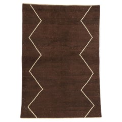 Tapis marocain turc vintage brun foncé