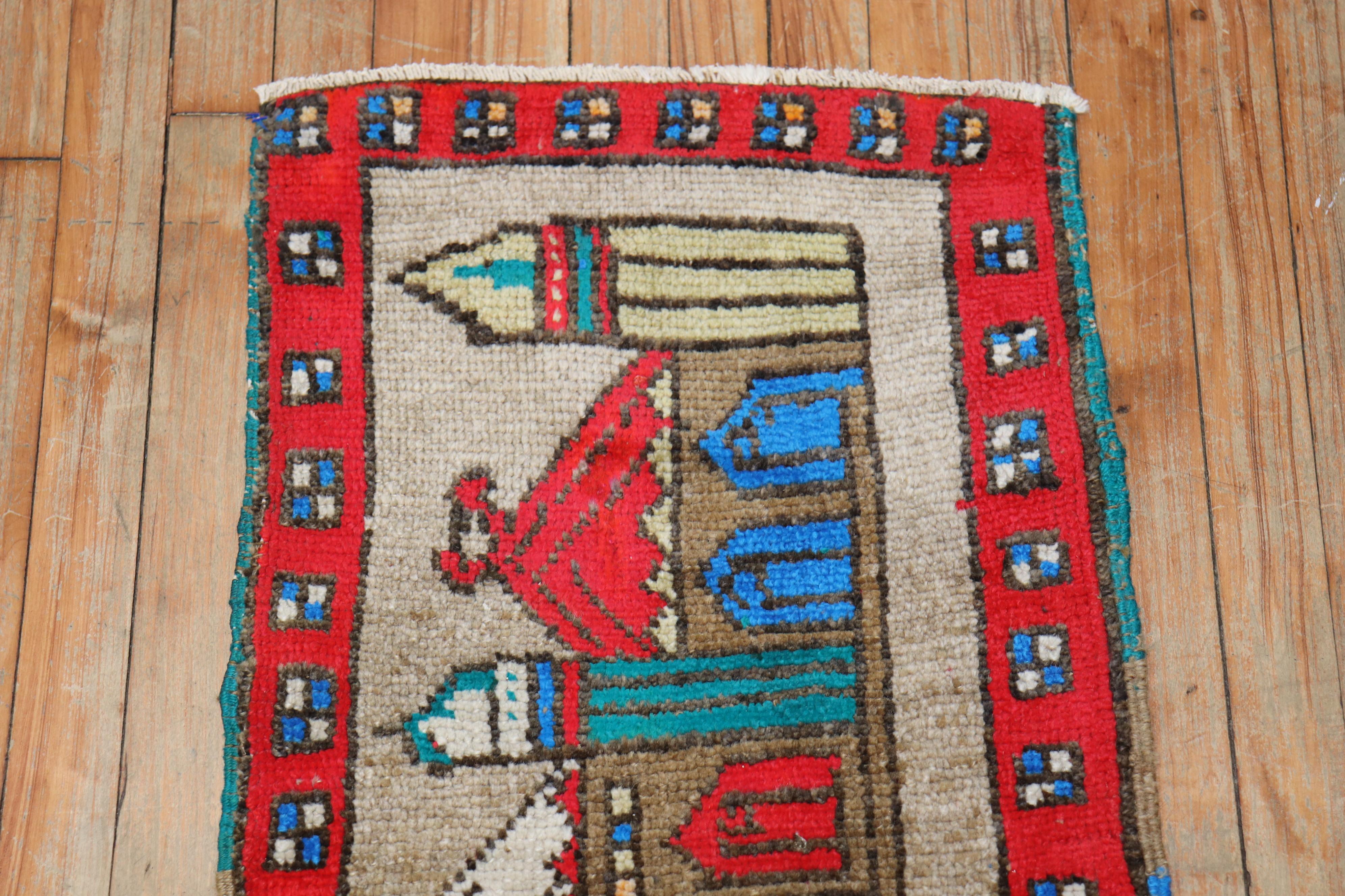 20th Century Vintage Turkish Mosque Pictorial Rug For Sale