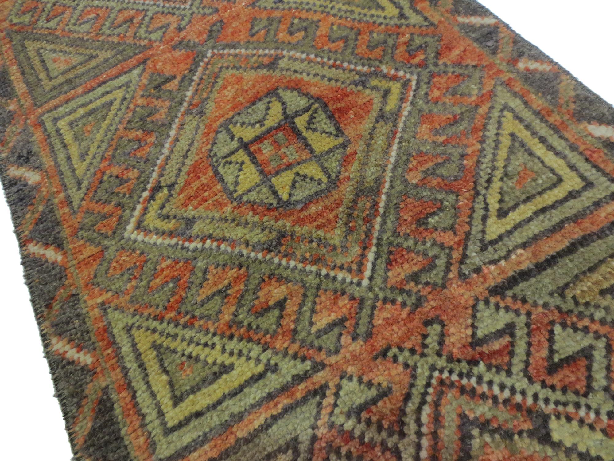 Oushak Vintage Turkish Multi-Color Runner For Sale