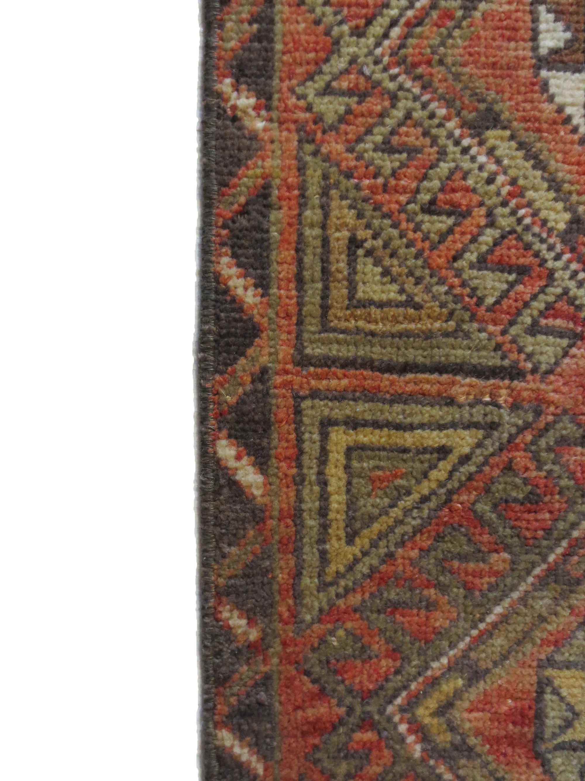 Hand-Woven Vintage Turkish Multi-Color Runner For Sale