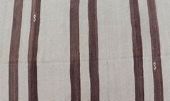 Vintage Turkish Muted Colored Kilim in Taupe, Brown and Cream 9'4" X11'4"