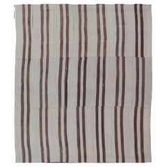 Vintage Turkish Muted Colored Kilim in Taupe, Brown and Cream 9'4" X11'4"