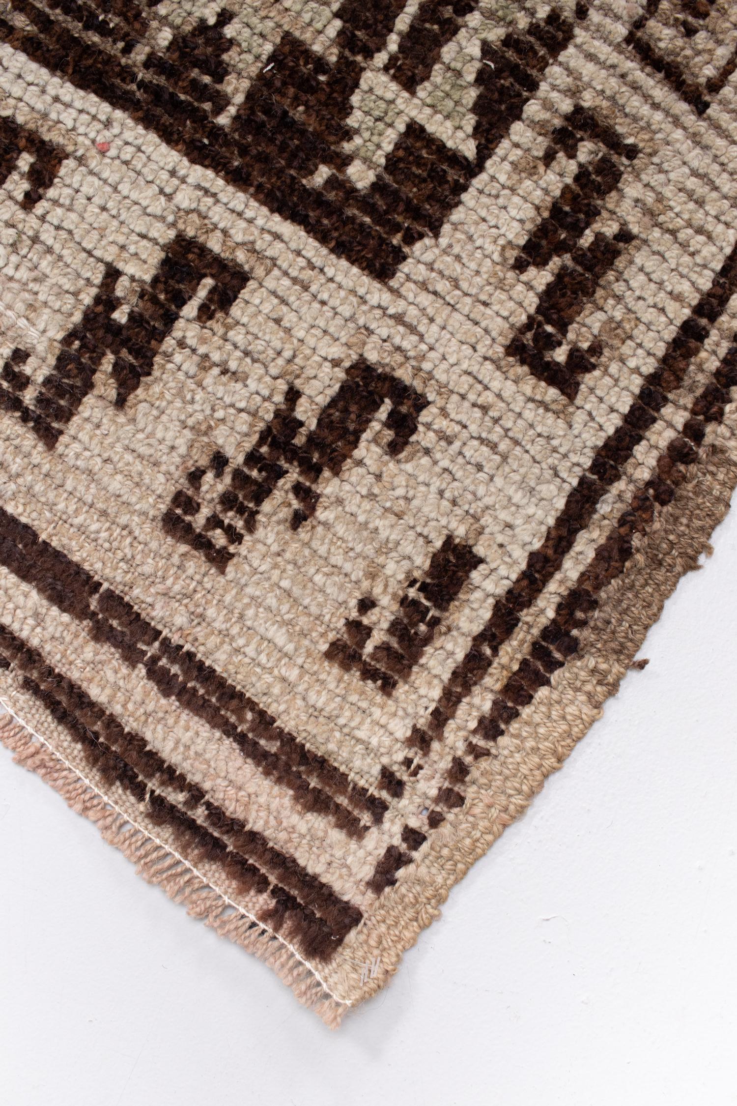 Late 20th Century Vintage Turkish Neutral Kars Rug For Sale