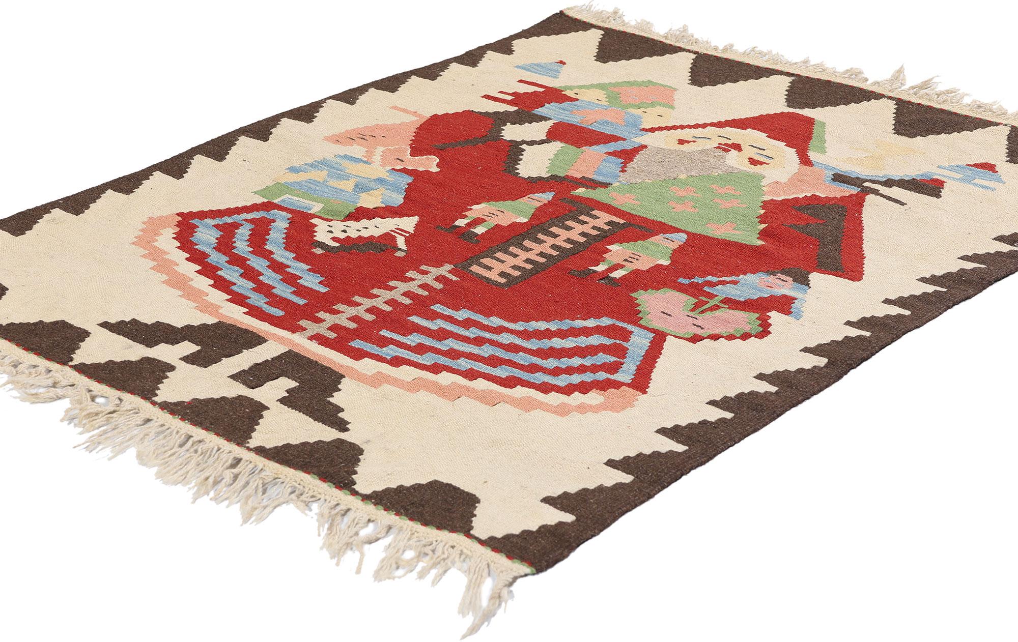 Turc Tapis Kilim turc vintage Noel Baba en vente