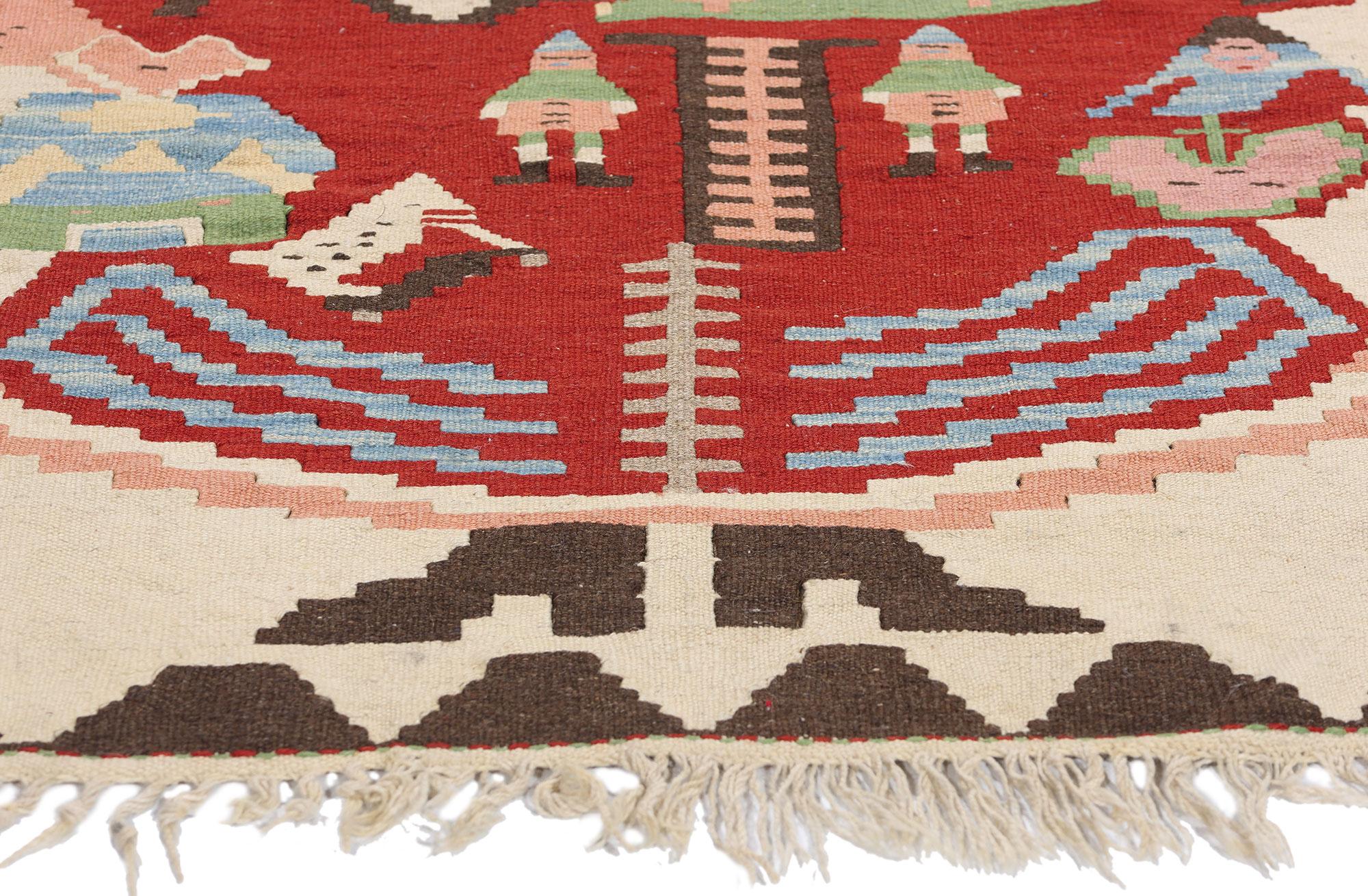 Laine Tapis Kilim turc vintage Noel Baba en vente