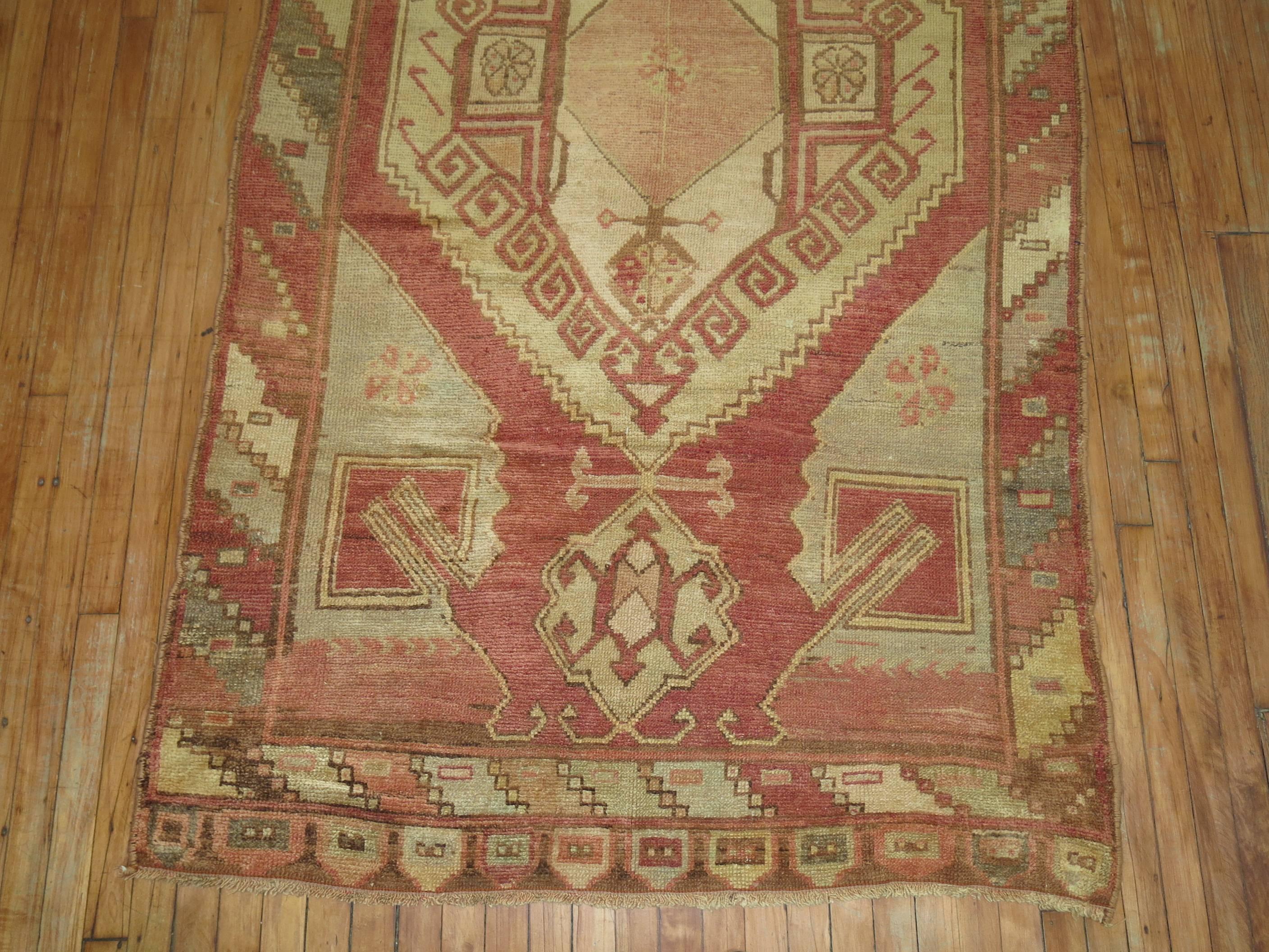 Vintage Turkish Odd Size Gallery Runner In Good Condition In New York, NY