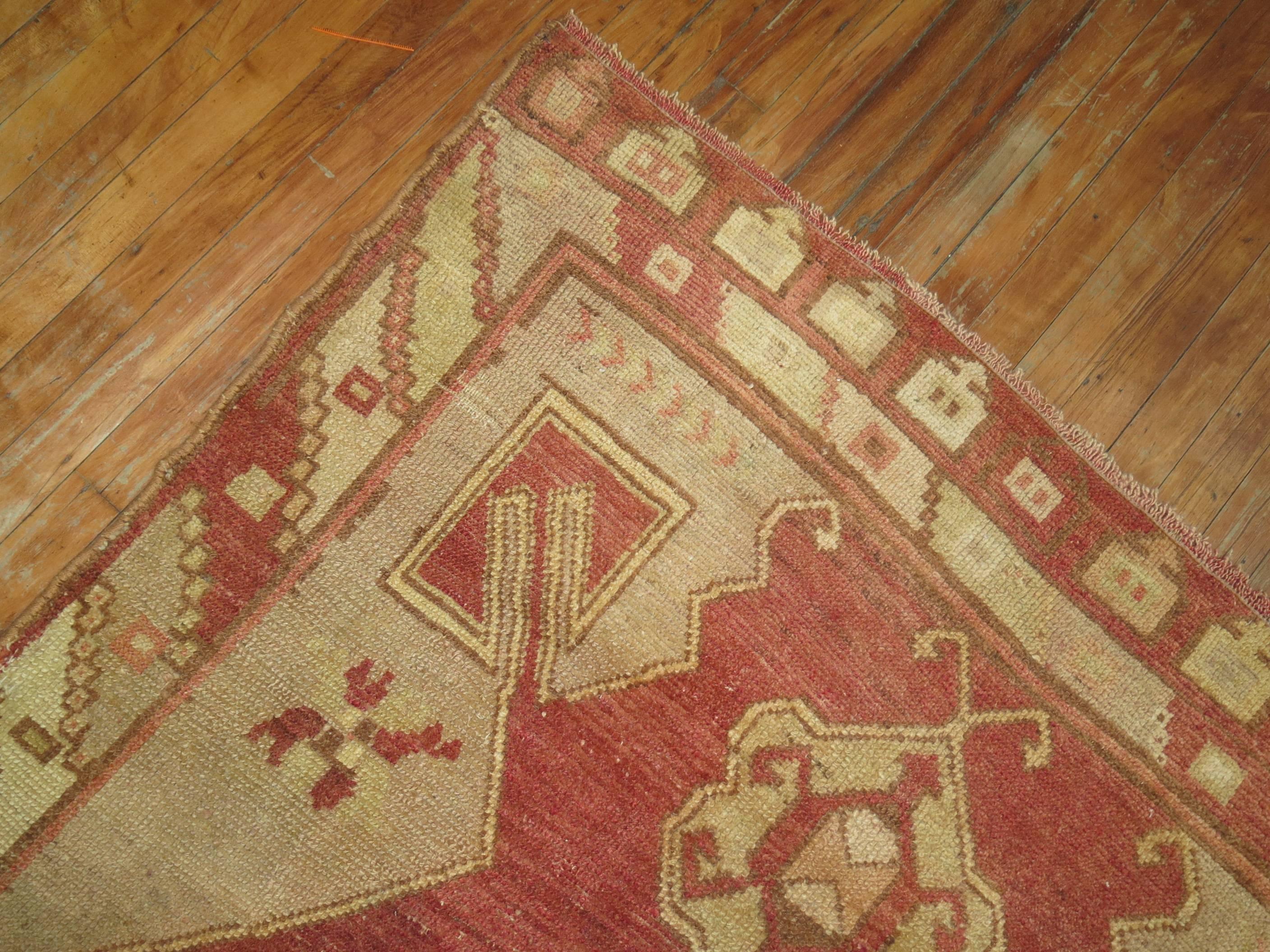 Vintage Turkish Odd Size Gallery Runner 1