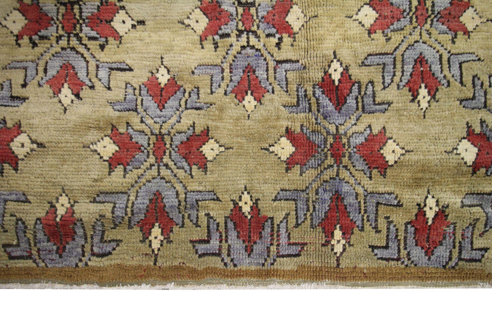 Cotton Vintage Turkish Olive Green Anatolian Modern Rug Handmade Carpet Living Room Rug For Sale