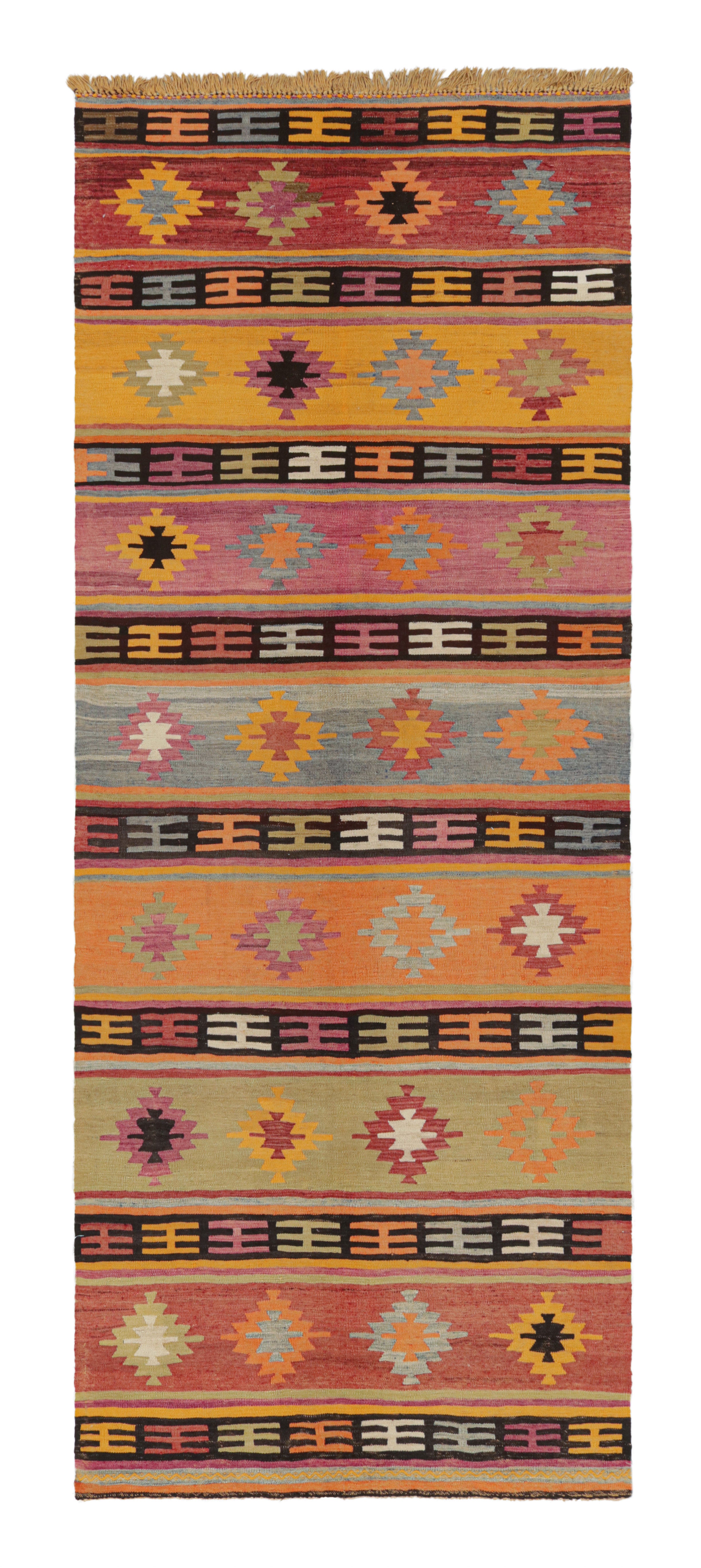 Vintage Turkish Orange and Purple Multi-Color Wool Kilim Rug by Rug & Kilim For Sale