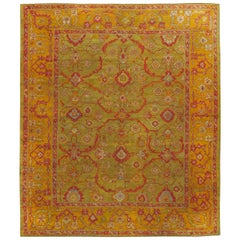 Antique Turkish Oushak 10' x 13' Room Size Rug in Acid Green