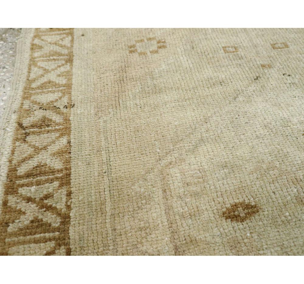 Wool Vintage Turkish Oushak Scatter Throw Rug in Beige and Blue-Green