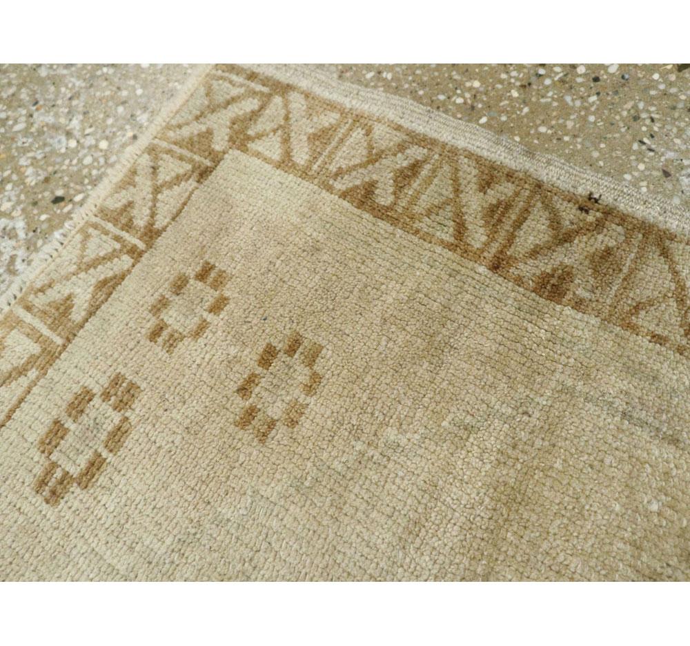 Vintage Turkish Oushak Scatter Throw Rug in Beige and Blue-Green 1