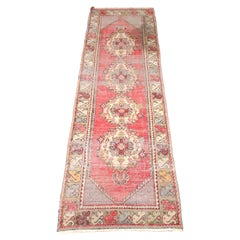 Tapis de couloir turc vintage Oushak 3 x 10