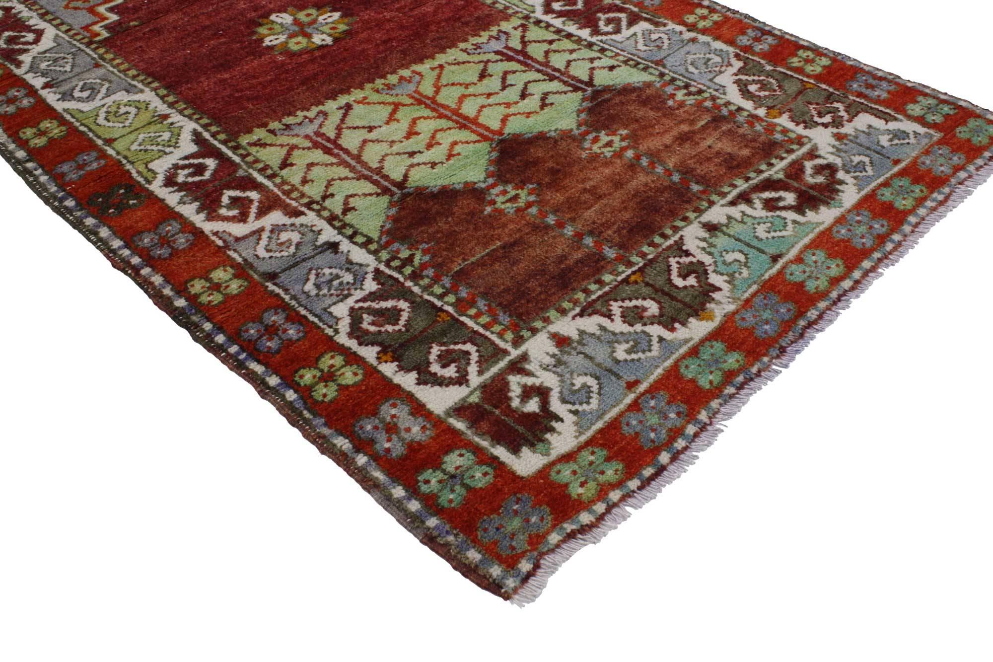 Hand-Knotted Vintage Turkish Oushak Throw Rug, Anatolian Yuntdag Prayer Rug For Sale