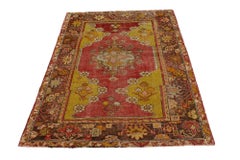 Vintage Turkish Oushak Accent Rug, Entry or Foyer Rug