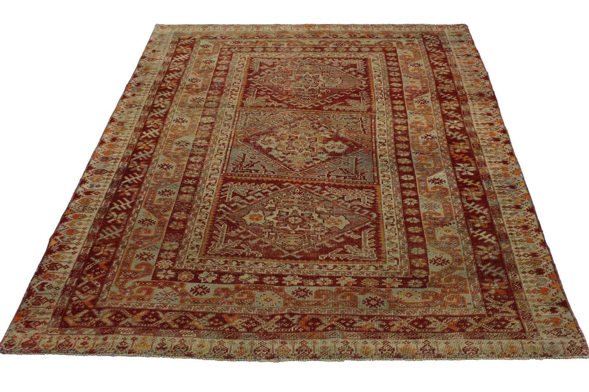 Wool Vintage Turkish Oushak Accent Rug, Entry or Foyer Rug For Sale