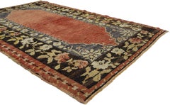 Vintage Turkish Oushak Accent Rug with Rustic Farmhouse Style