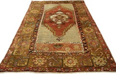Vintage Turkish Oushak Accent Rug, Entry or Foyer Rug with Rustic Modern Style