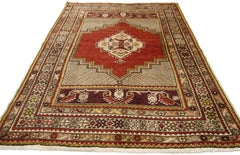 Vintage Turkish Oushak Accent Rug, Entry or Foyer Rug