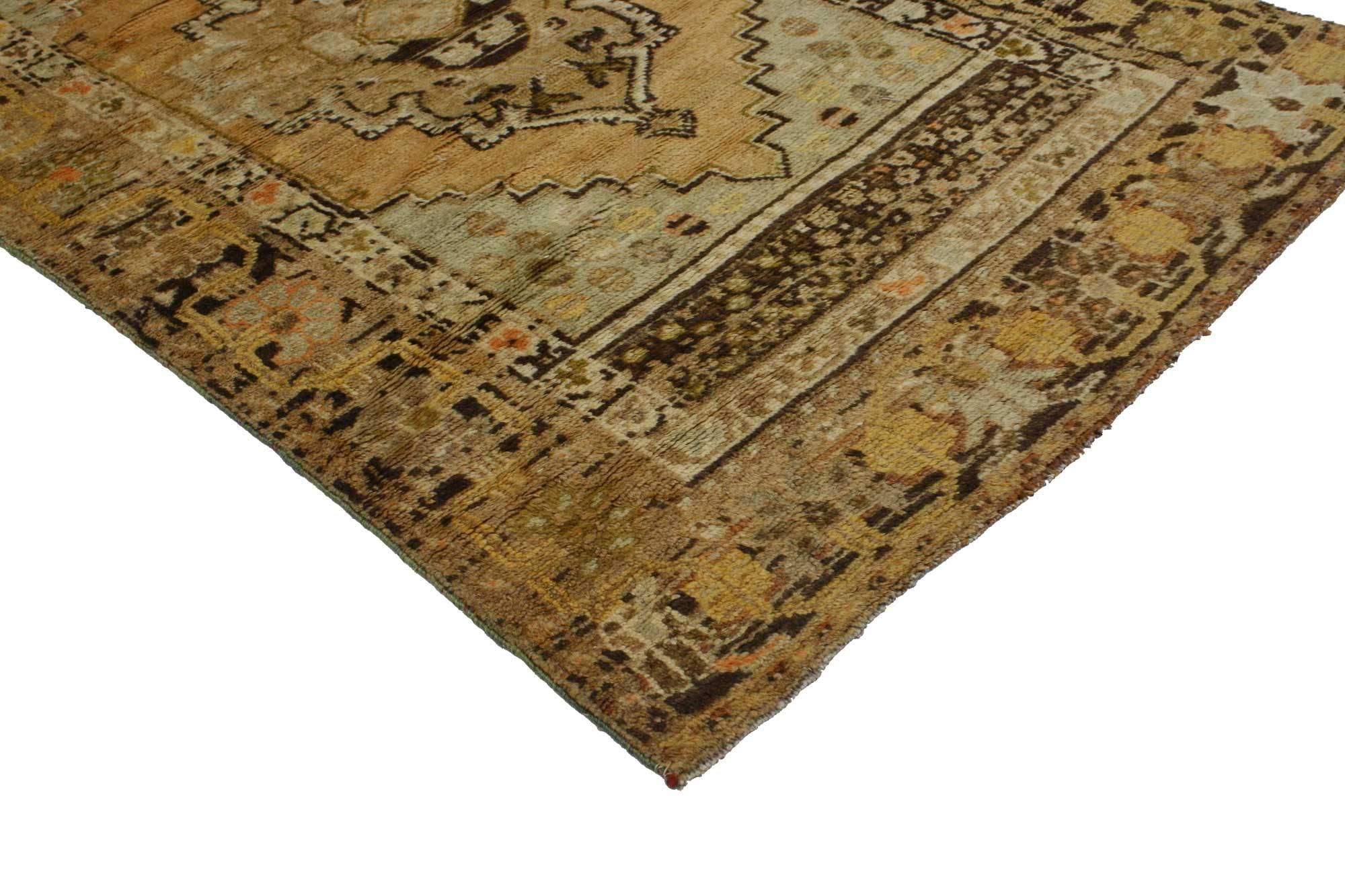Hand-Knotted  Vintage Turkish Oushak Accent Rug, Entry or Foyer Rug For Sale