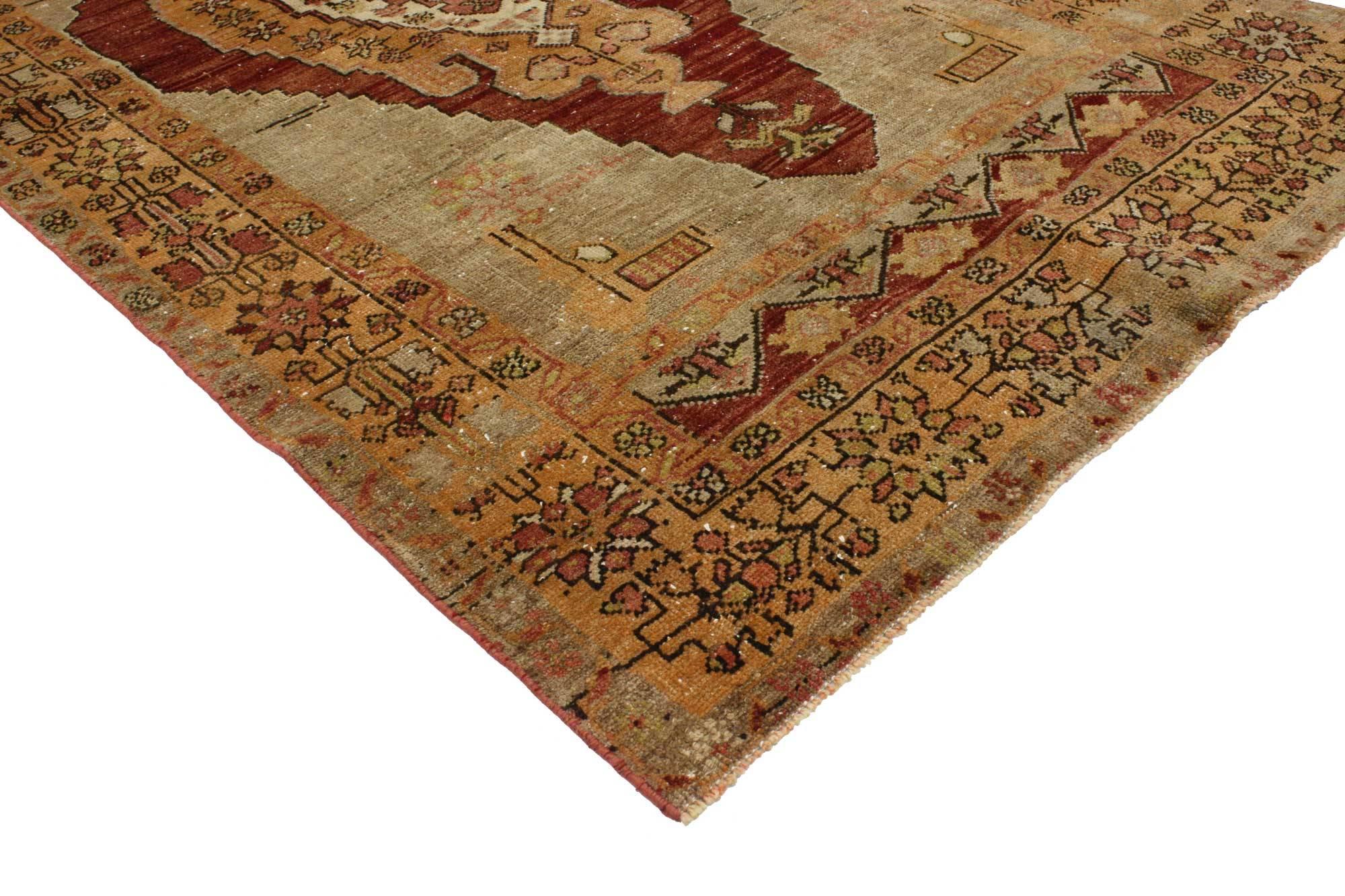 Hand-Knotted Vintage Turkish Oushak Accent Rug, Entry or Foyer Rug For Sale