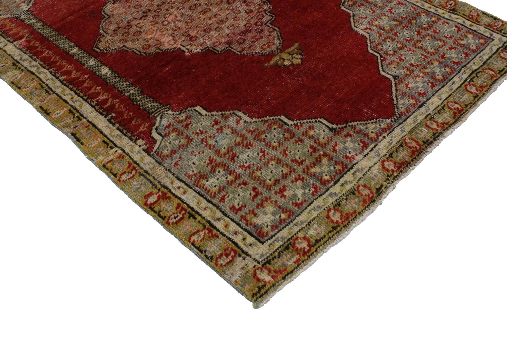 Hand-Knotted Vintage Turkish Oushak Accent Rug, Entry or Foyer Rug with Manor House Style For Sale