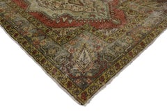 Distressed Vintage Turkish Oushak Rug with Modern Rustic Style