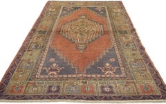 Vintage Turkish Oushak Accent Rug, Entry or Foyer Rug