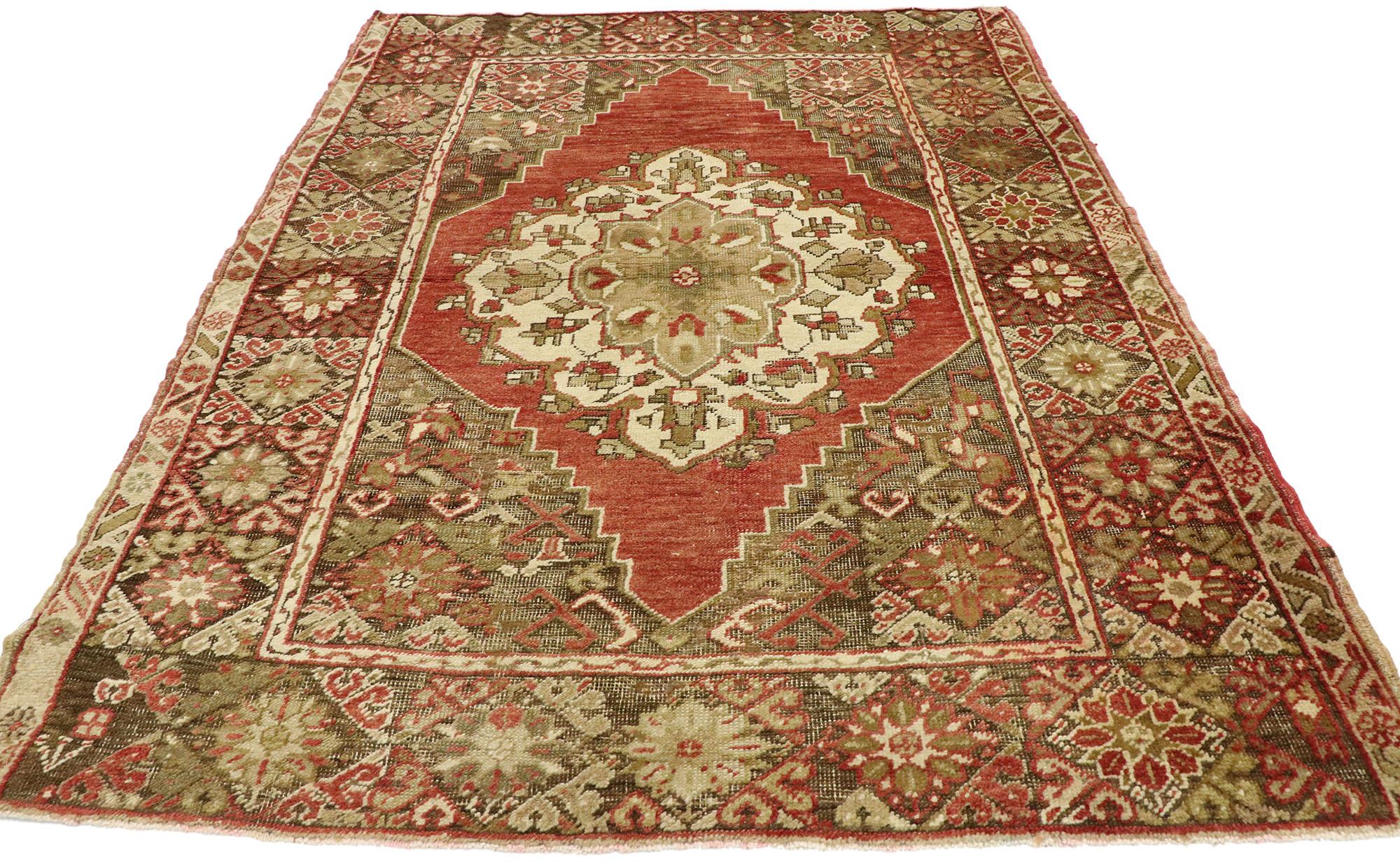 Türkischer Oushak-Akzent-Teppich, Eingangs- oder Foyer-Teppich (Handgeknüpft) im Angebot