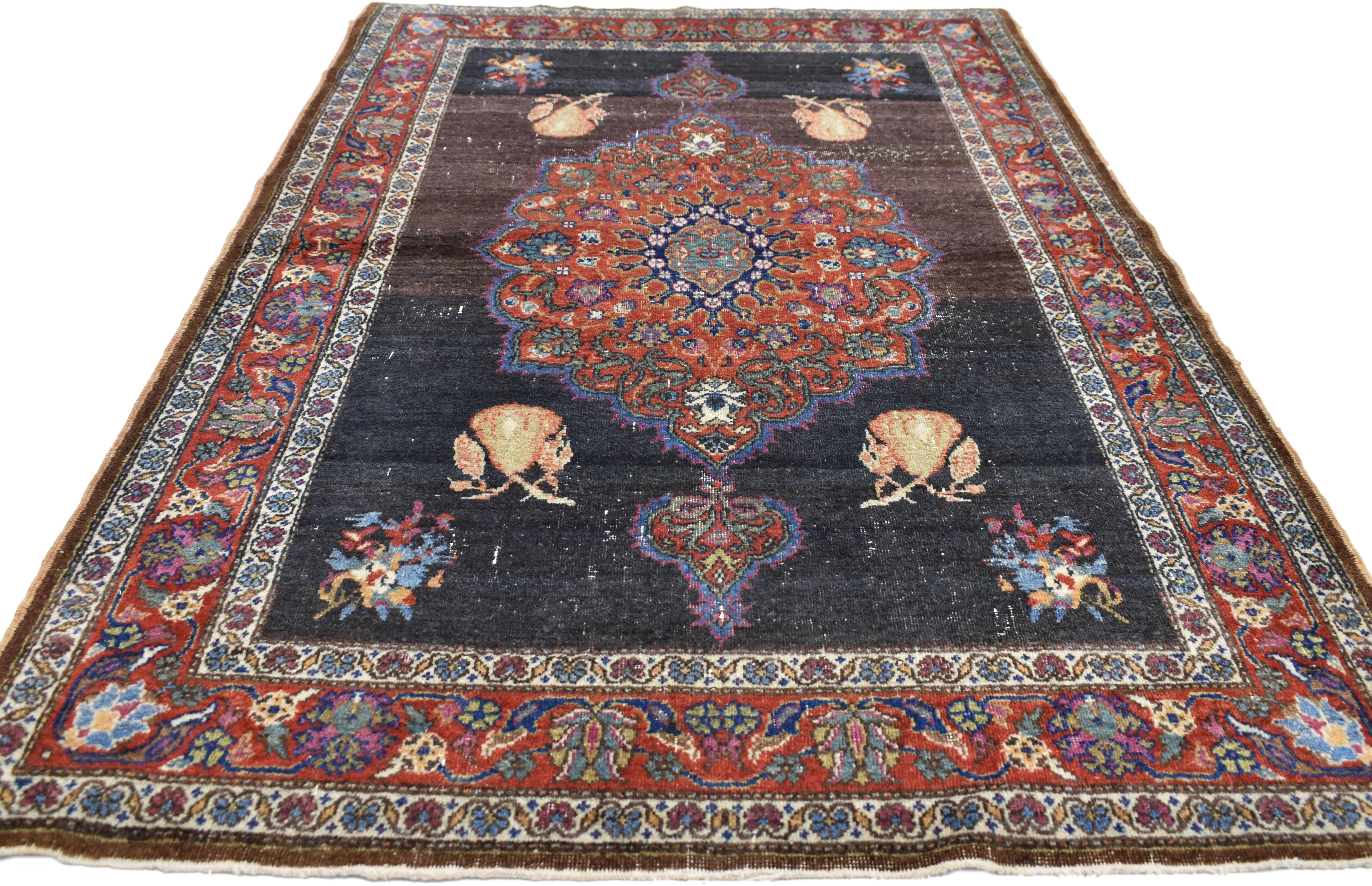 Hand-Knotted Vintage Turkish Oushak Accent Rug, Entry or Foyer Rug For Sale