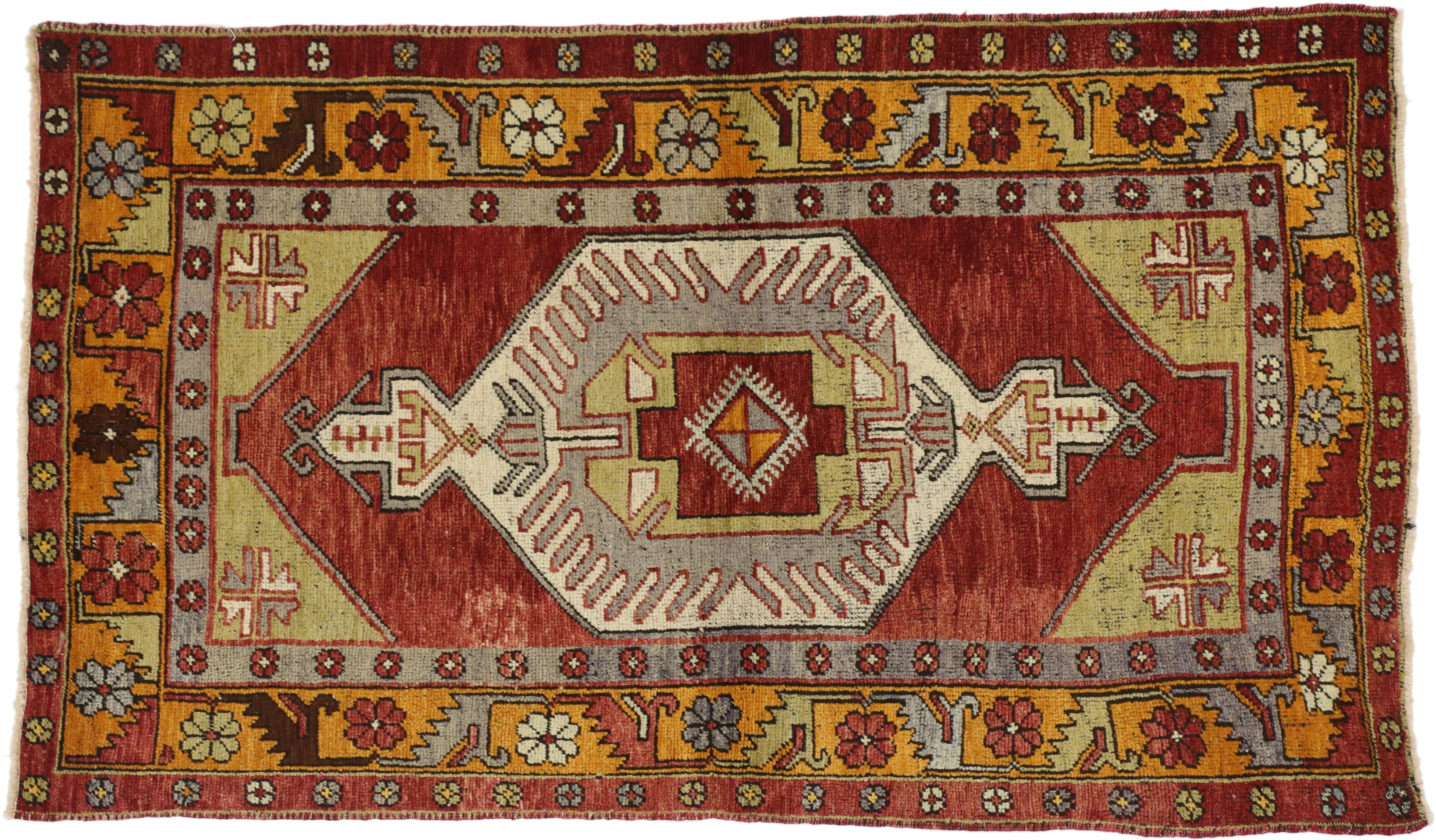 Alfombra de acento turca Oushak vintage, alfombra de entrada o recibidor en Bueno estado para la venta en Dallas, TX