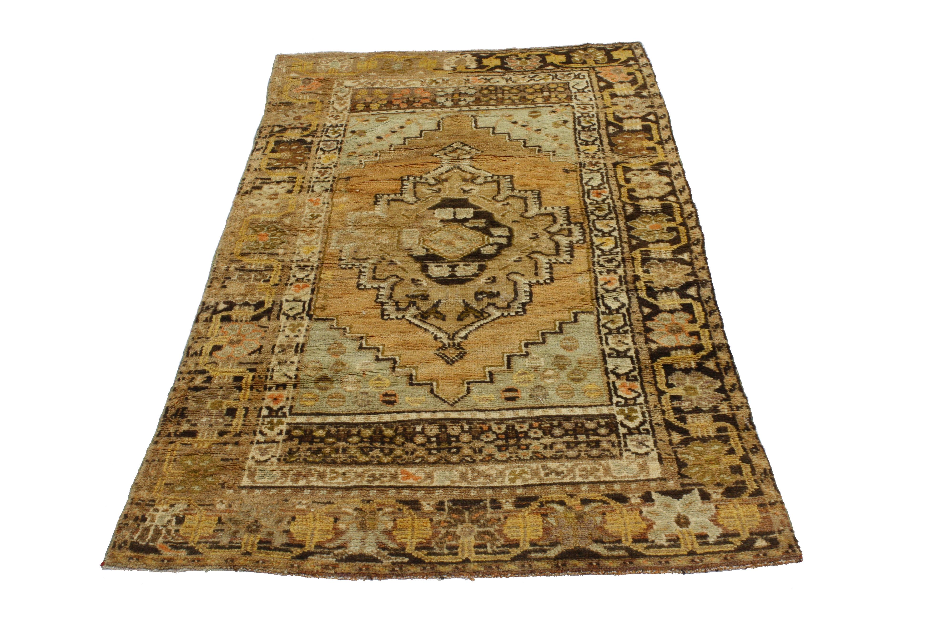 Wool  Vintage Turkish Oushak Accent Rug, Entry or Foyer Rug For Sale