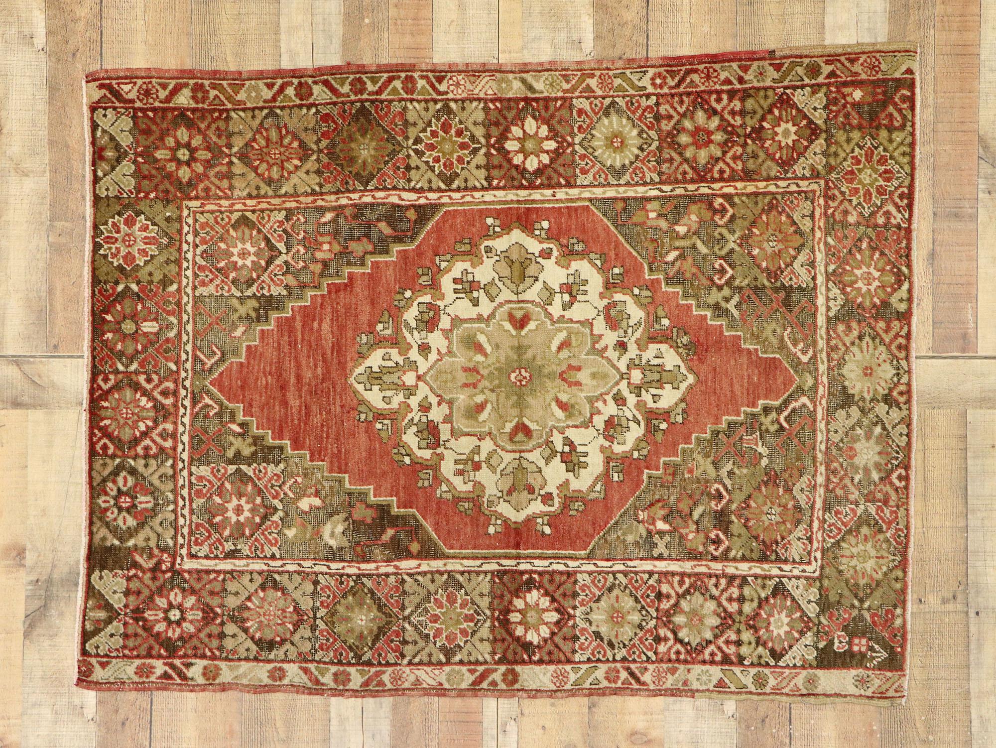 Türkischer Oushak-Akzent-Teppich, Eingangs- oder Foyer-Teppich im Angebot 2