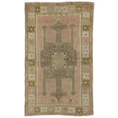 Vintage Turkish Oushak Accent Rug, Entry or Foyer Rug