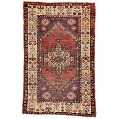 Vintage Turkish Oushak Accent Rug, Entry or Foyer Rug