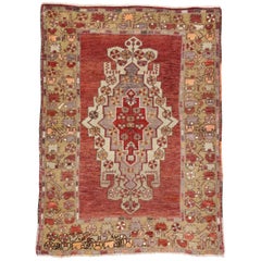 Vintage Turkish Oushak Accent Rug, Entry or Foyer Rug