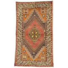 Vintage Turkish Oushak Accent Rug, Entry or Foyer Rug