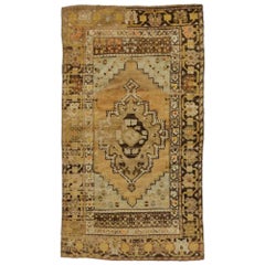  Retro Turkish Oushak Accent Rug, Entry or Foyer Rug