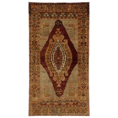 Retro Turkish Oushak Accent Rug, Entry or Foyer Rug