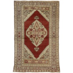 Retro Turkish Oushak Accent Rug, Entry or Foyer Rug