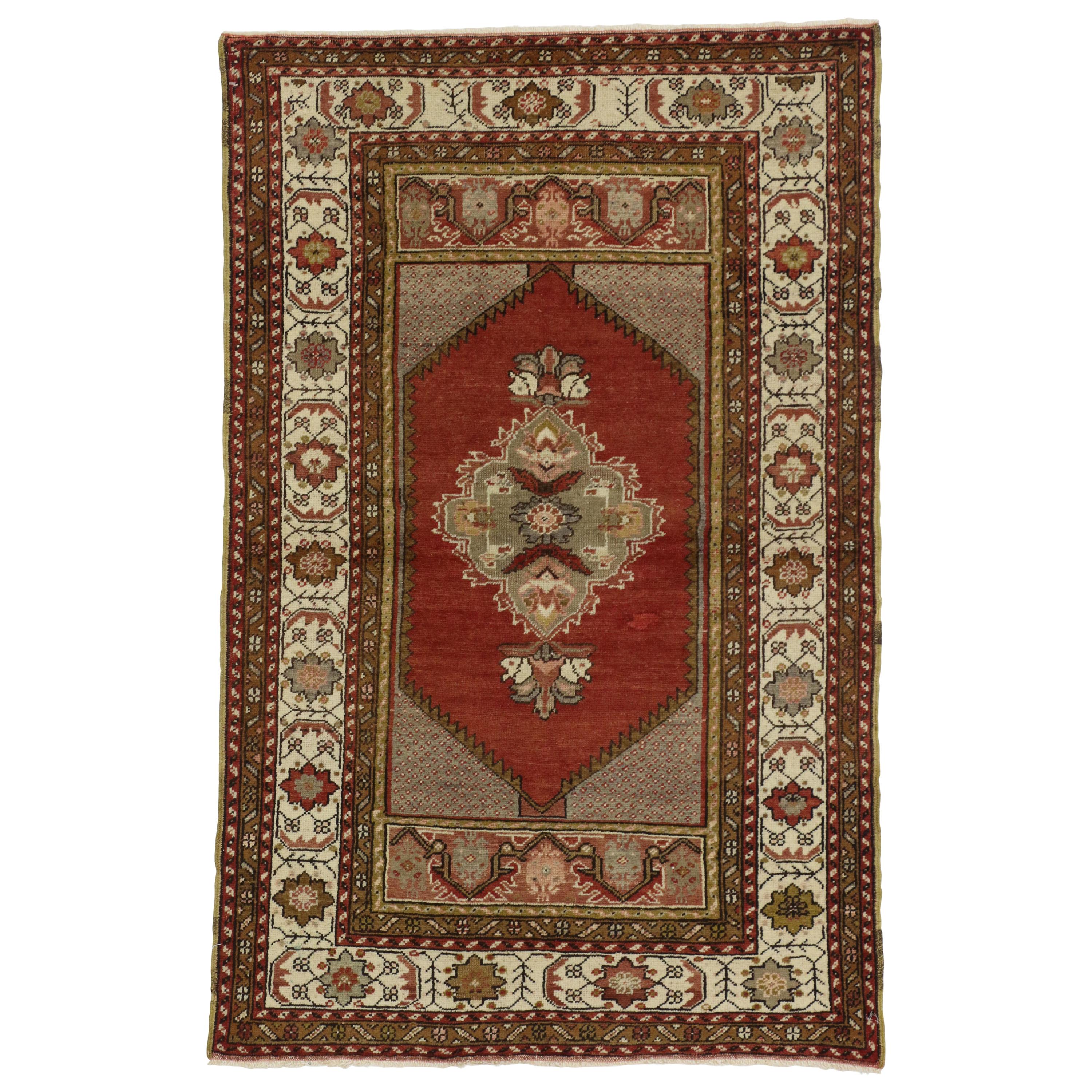 Türkischer Oushak-Akzent-Teppich, Eingangs- oder Foyer-Teppich