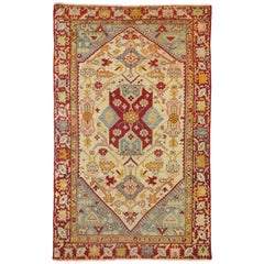 Tapis d'appoint turc vintage d'Oushak, entrée ou chambre à coucher