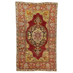 Türkischer Oushak-Akzent-Teppich, Eingangs- oder Foyer-Teppich, Vintage