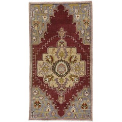 Vintage Turkish Oushak Accent Rug, Entry or Foyer Rug