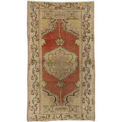 Rustic Style Vintage Turkish Oushak Accent Rug, Entry or Foyer Rug