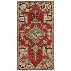 Vintage Turkish Oushak Accent Rug, Entry or Foyer Rug