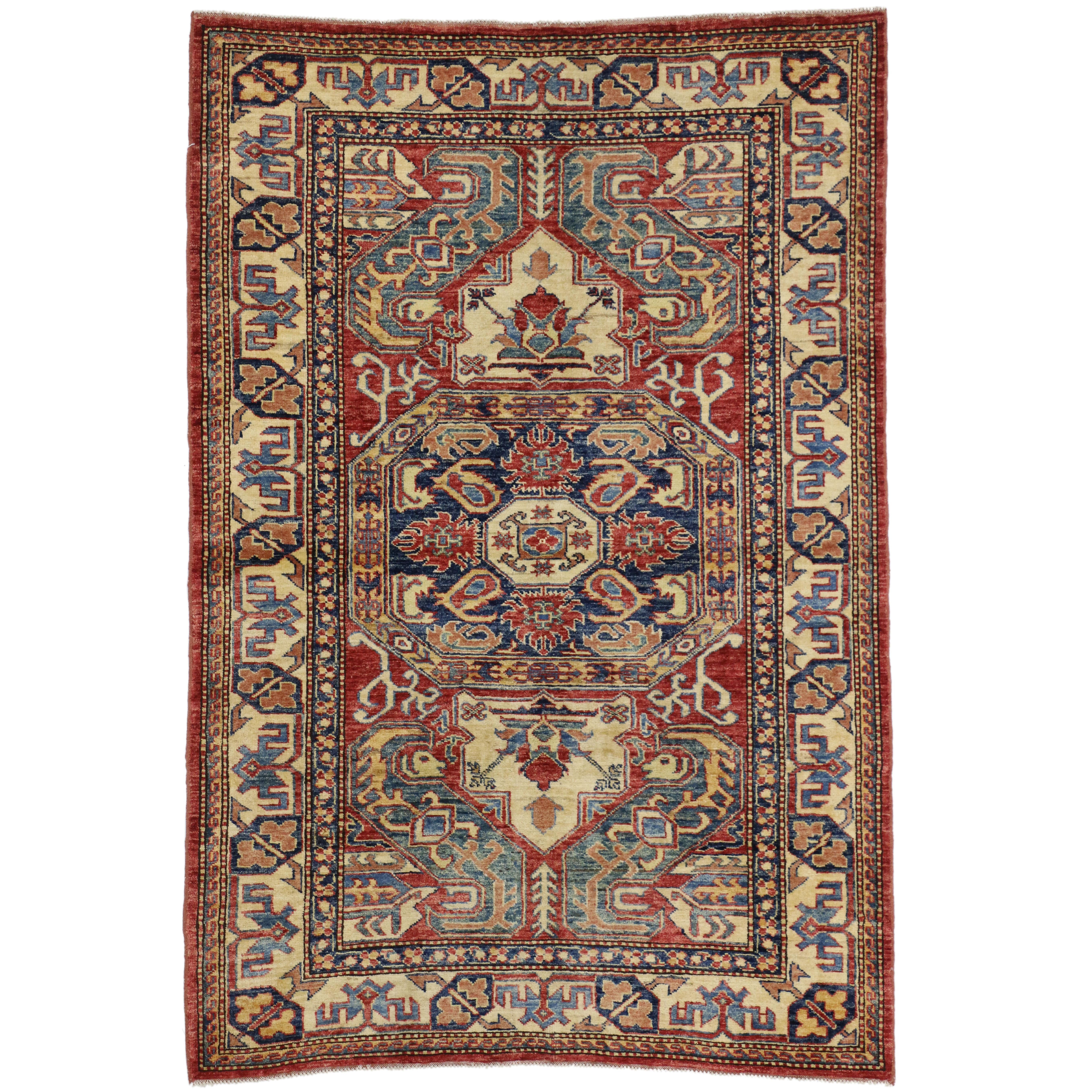 Vintage Turkish Oushak Accent Rug with Modern Tribal Style